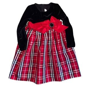 Sophie Rose Velvet and Plaid Taffeta Dress Size 6X